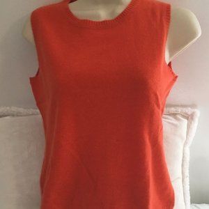 100% Cashmere Daniel Bishop Women's Orange Petite Vest Size PS Halloween Fall